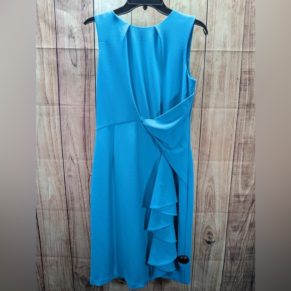 Tahari ASL Drape Sheath Dress in dark Aqua Size 4 NWOT - Picture 3 of 9